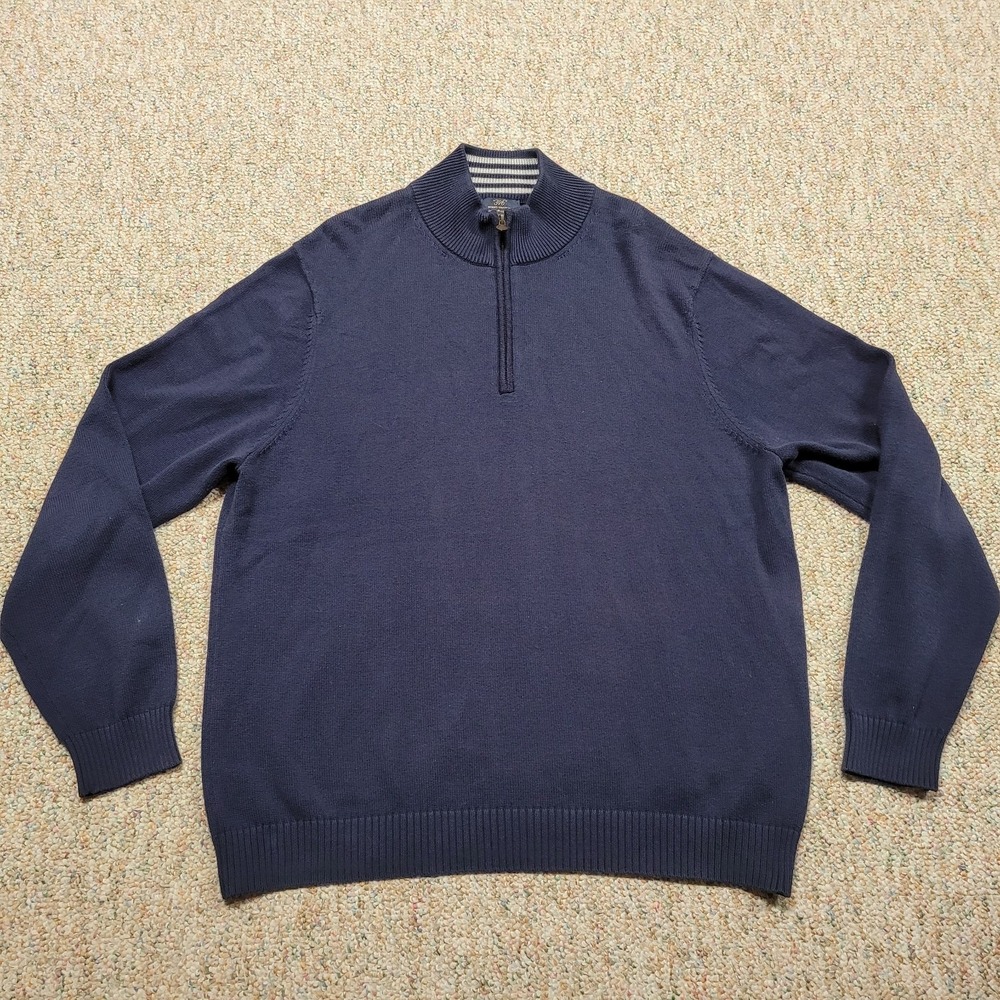 Brooks Brothers Sweater Mens XL Blue Quarter Zip Mock Neck Supima Cotton‎ 346